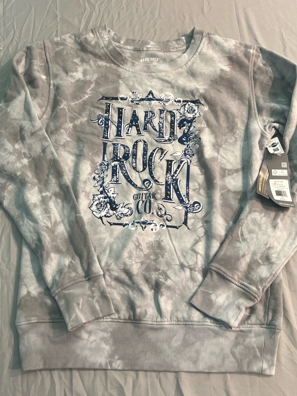 Women’s Hard Rock NWT Sweatshirt guitar Rock And Roll XL tie dye